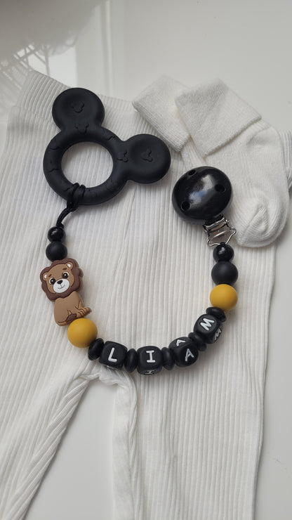 Beissring Schnullerkette löwe silikon personalisiert