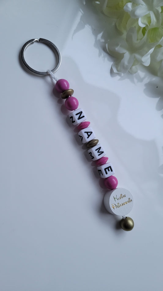 Schlüsselanhänger Kinder pink personalisiert mit Namen pink kleine Prinzessinn