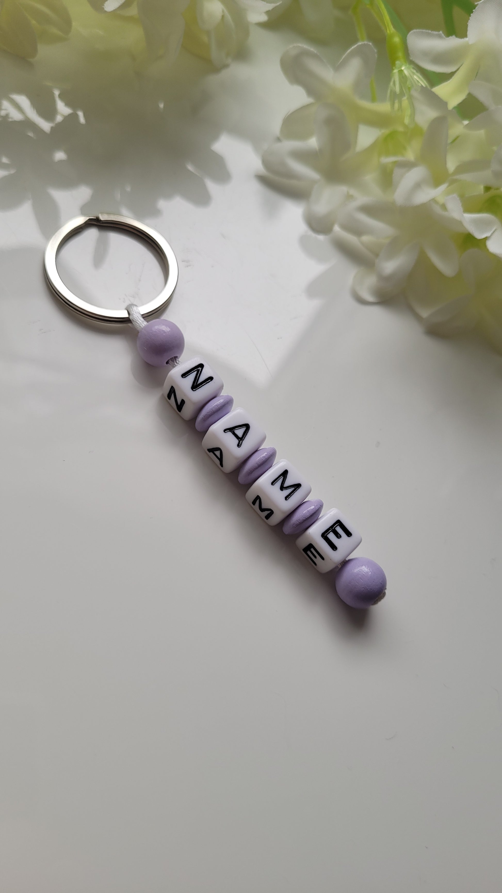 Schlüsselanhänger flieder kinder mit name