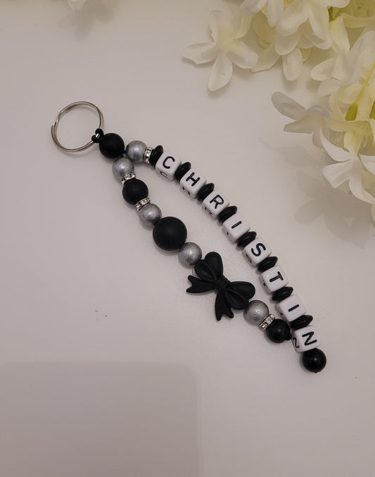 Schlüsselanhänger schwarz silber glitzer personalisierung julevi