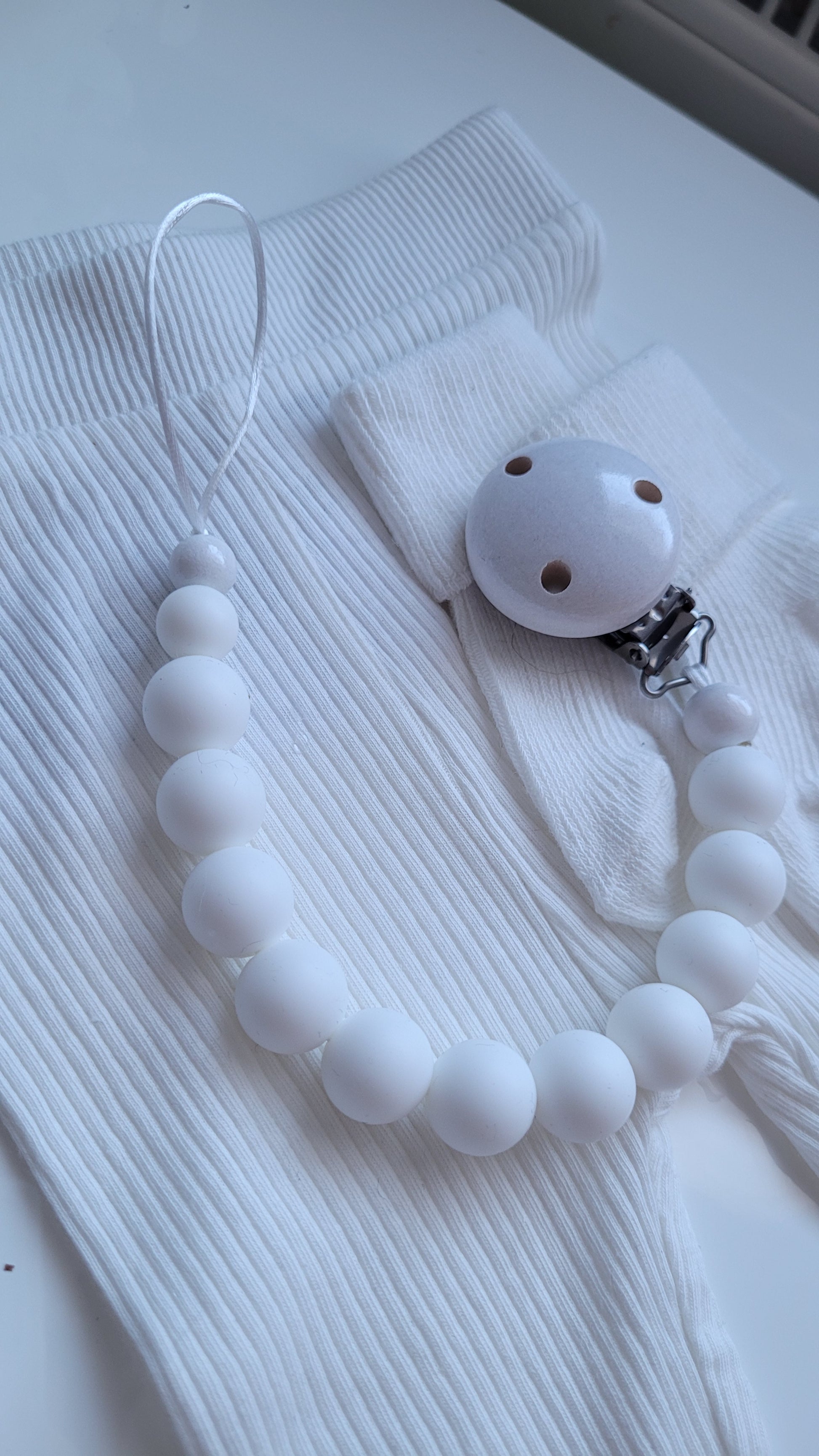 Schnullerkette Silikon weiss