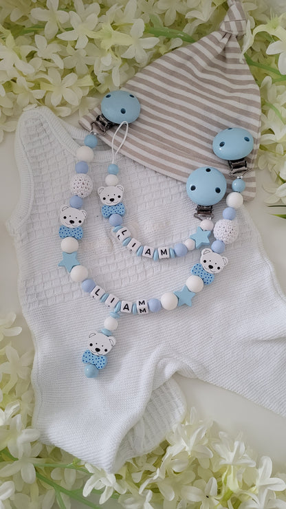  hellblau Junge Bärchen Teddy Holzperlen