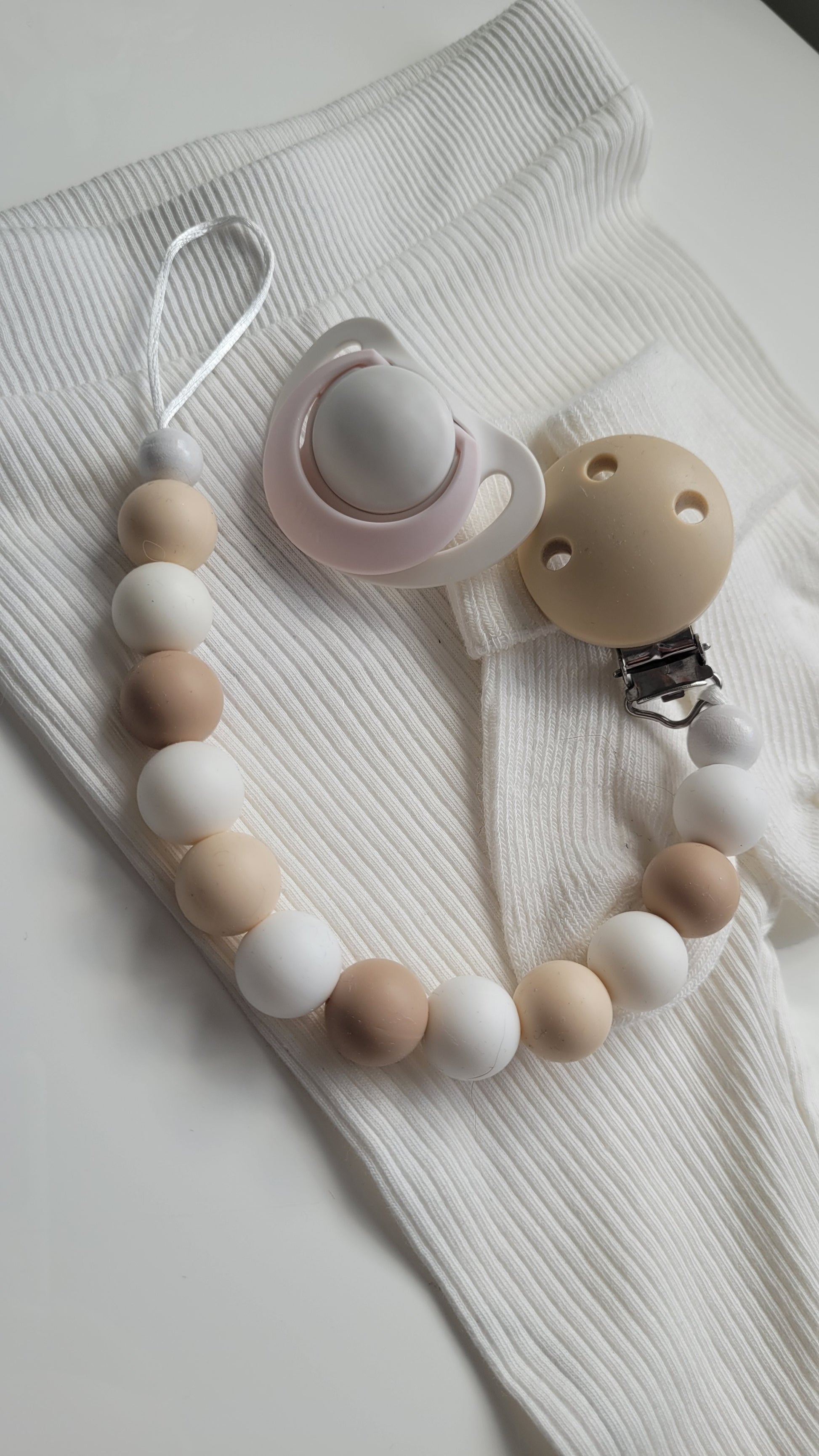 Schnullerkette silikon beige 