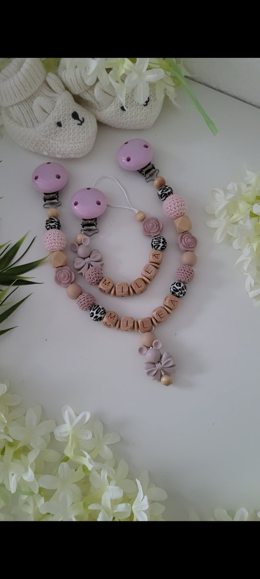Kinderwagenkette & Schnullerkette * Leomaus* leo rose