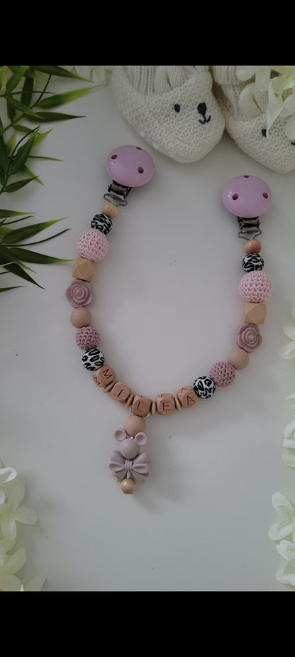 Kinderwagenkette & Schnullerkette * Leomaus* leo rose