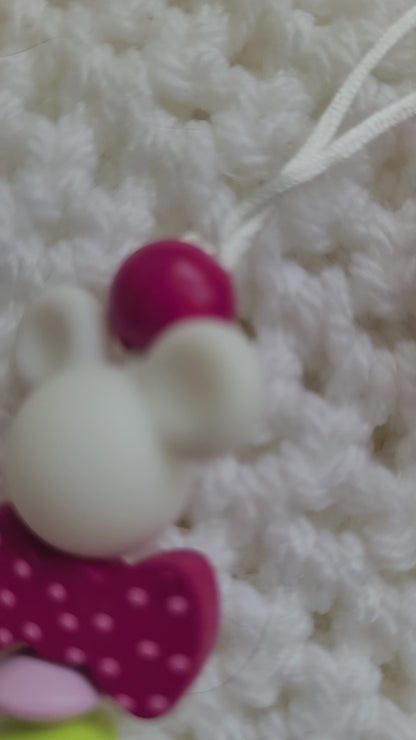 Kinderwagenkette & Schnullerkette mit Namen für Mädchen  Maus pink grün