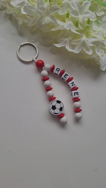 Schlüsselanhänger mit Namen Fussball rot weiß Motivauswahl