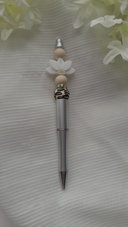 Kugelschreiber Leo beige Blume