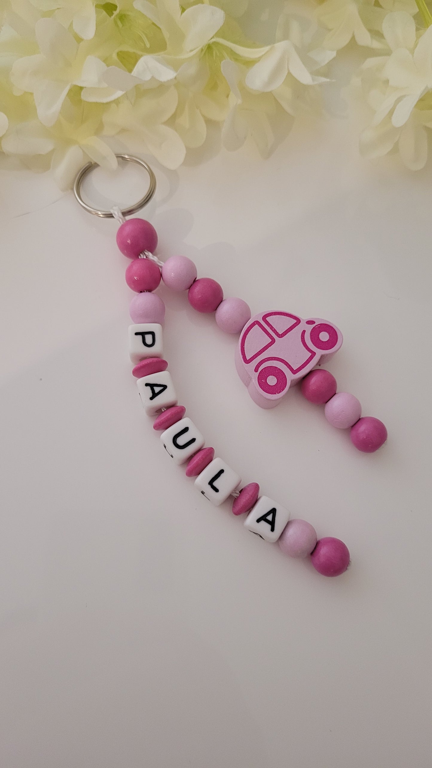 Schlüsselanhänger mit Namen Auto blau grün rosa Auswahl
