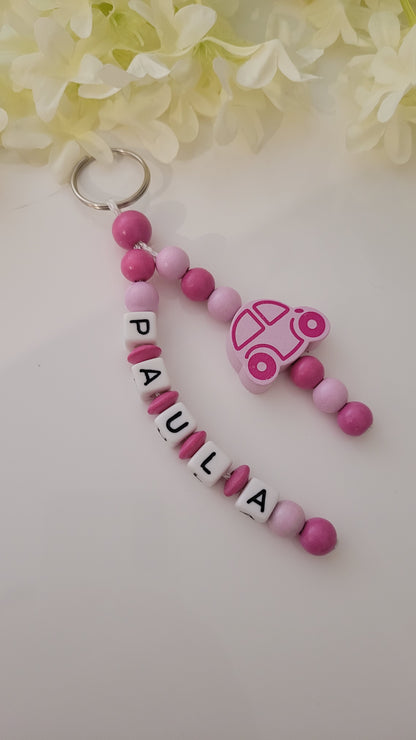 Schlüsselanhänger mit Namen Auto blau grün rosa Auswahl