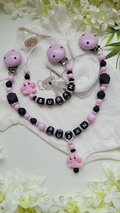 Kinderwagenkette & Schnullerkette *Elefant* rosa