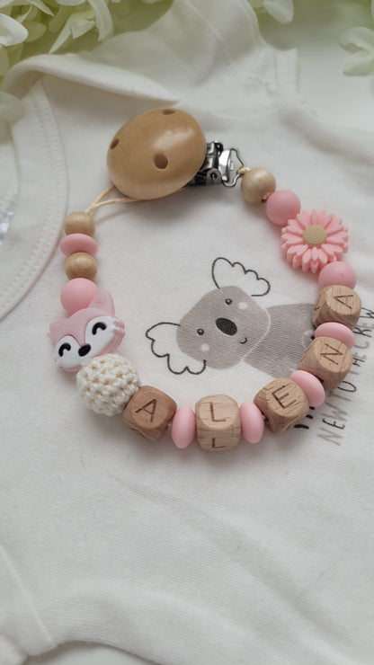Kinderwagenkette & Schnullerkette *Fuchs* apricot