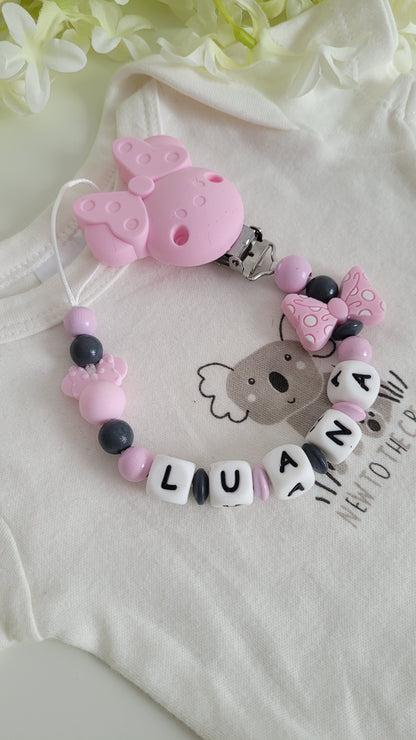 Kinderwagenkette & Schnullerkette *Minnie Prinzessin* rosegold