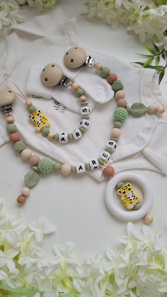 Kinderwagenkette & Schnullerkette *Tiger* grün