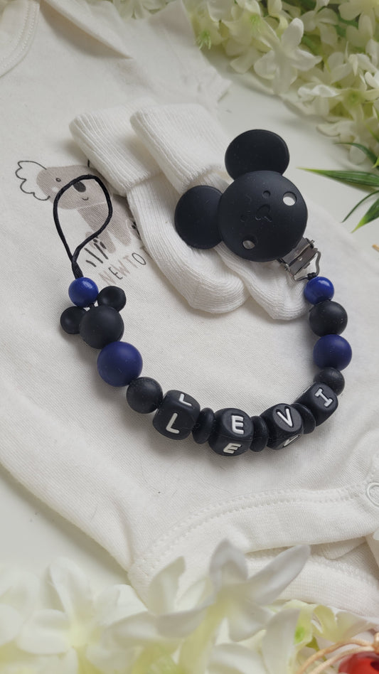Schnullerkette mit Namen für Jungen Maus