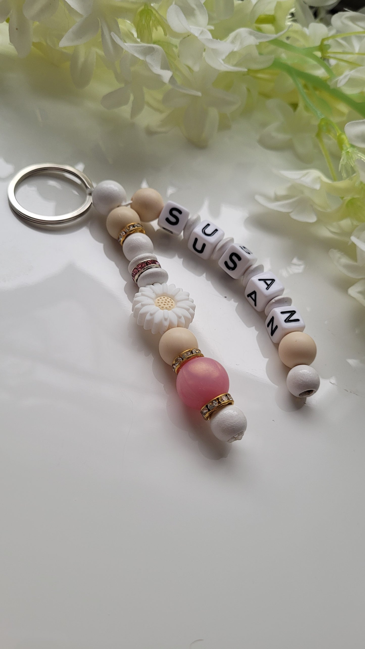 Schlüsselanhänger mit Namen rosegold Strass