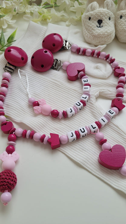 Kinderwagenkette & Schnullerkette Minnie pink