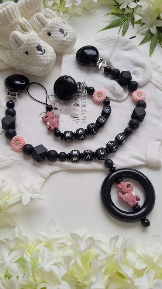 Kinderwagenkette & Schnullerkette "Lovely Flower Rehkitz"