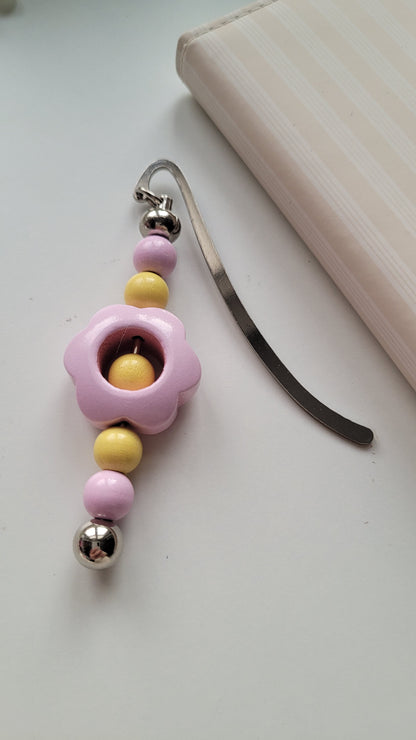 Lesezeichen Blümchen rosa gelb