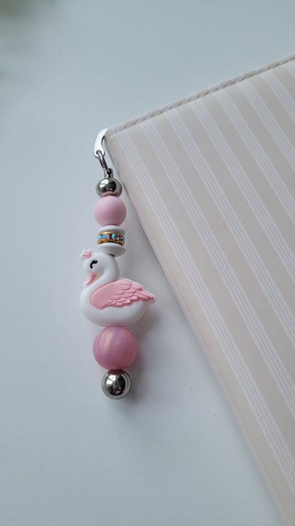 Lesezeichen Schwan peach glitzer gold