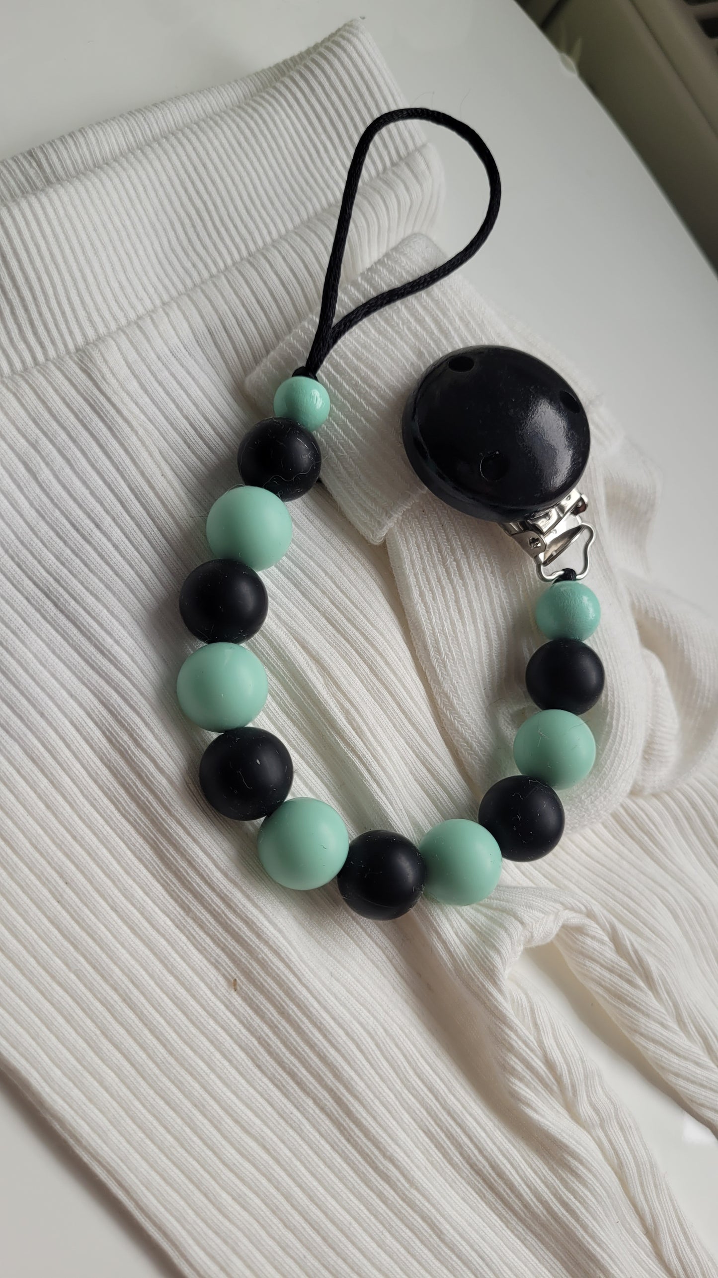 Schnullerkette Silikon mint schwarz