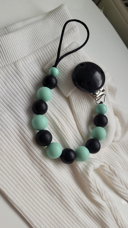 Schnullerkette Silikon mint schwarz
