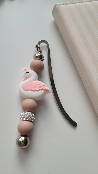 Lesezeichen Schwan taupe glitzer