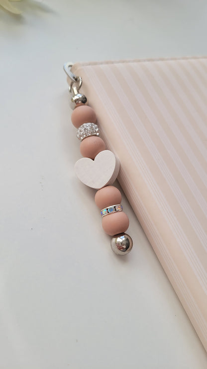 Lesezeichen Herz taupe glitzer