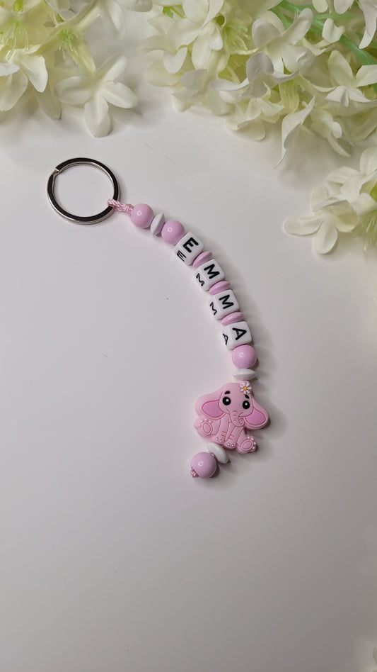 Schlüsselanhänger mit Namen Elefant rosa Motivauswahl