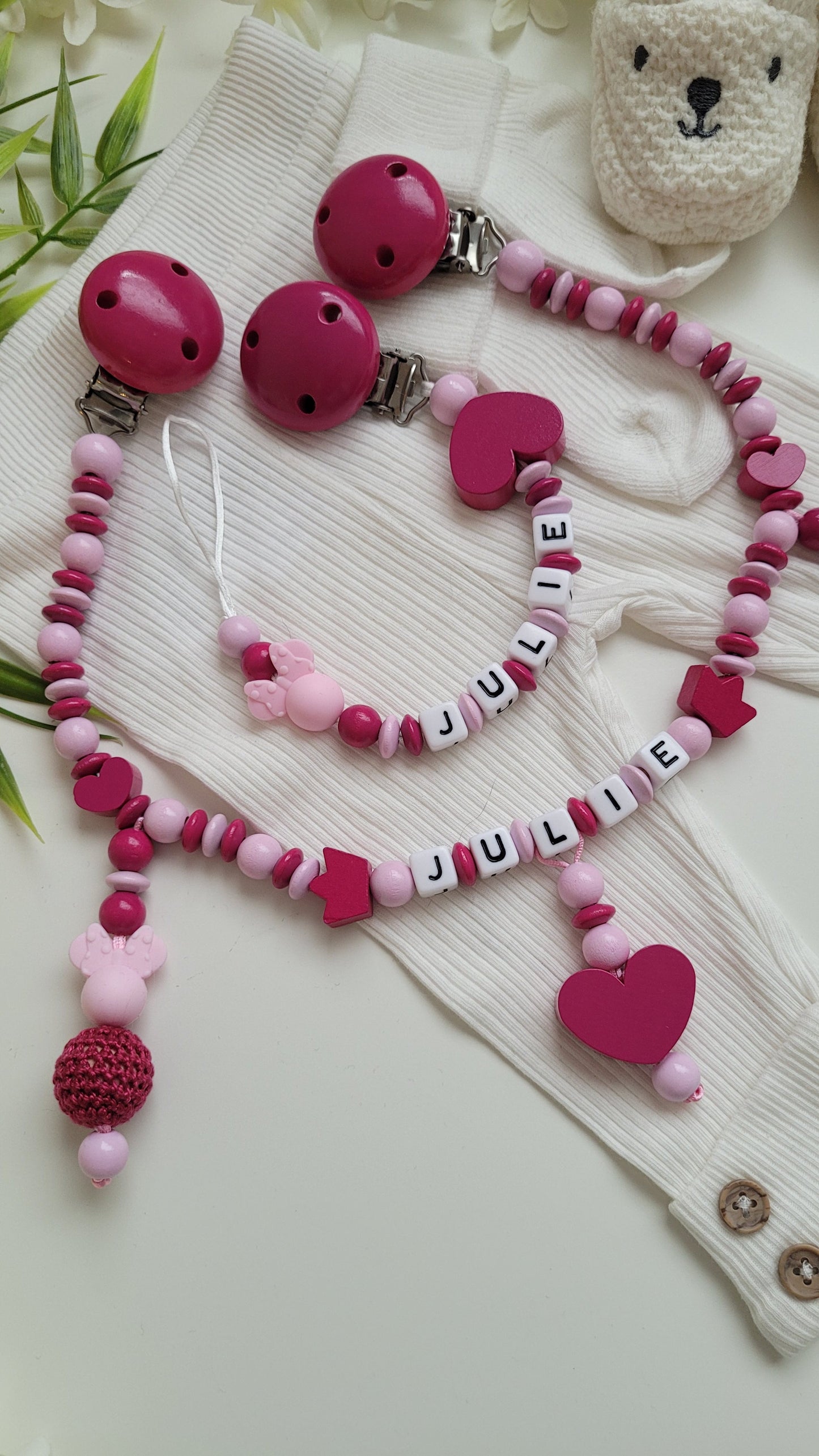 Kinderwagenkette & Schnullerkette Minnie pink