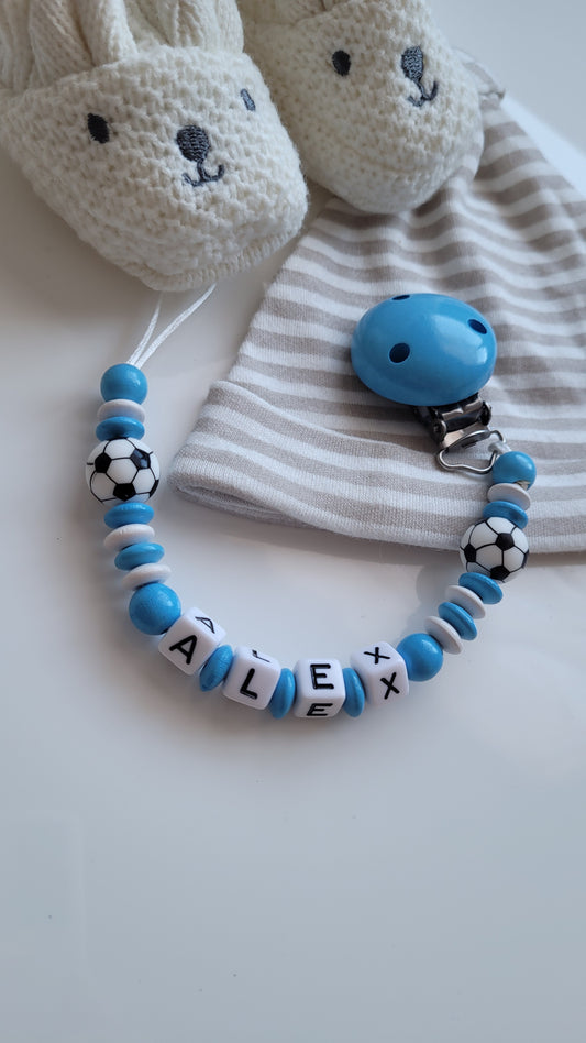 Schnullerkette  *Fußball ⚽️* blau weiß