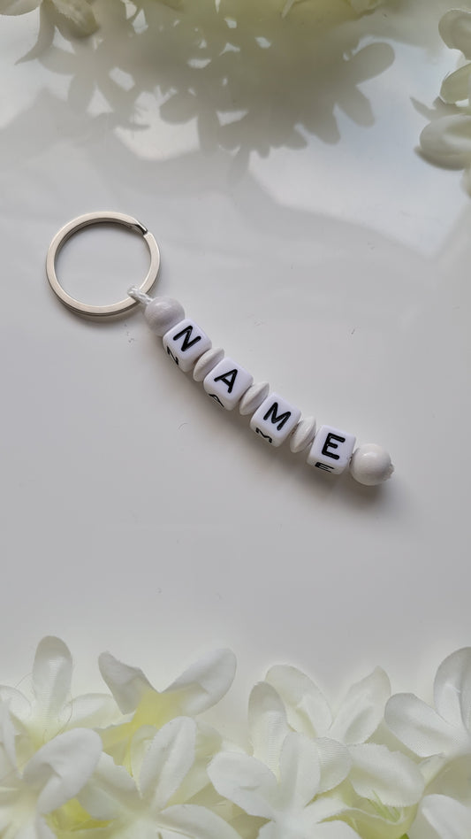 Schlüsselanhänger mit Namen weiß