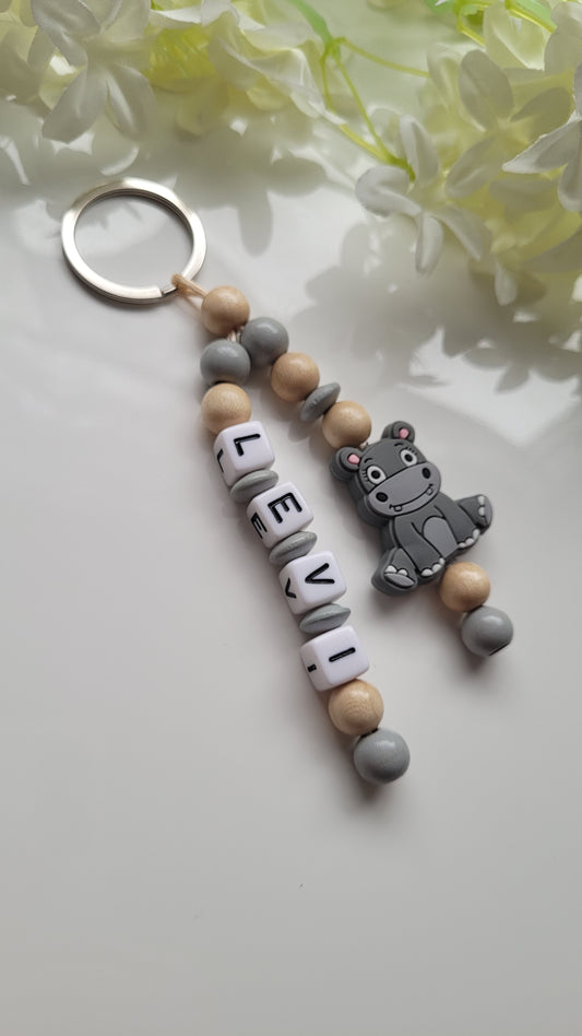 Schlüsselanhänger mit Namen holz grau Motivauswahl