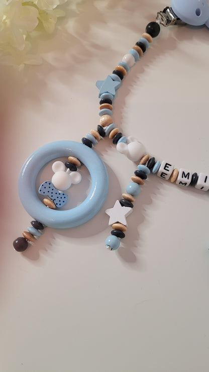 Kinderwagenkette  mit Wunschnamen Maus  Spielringe
