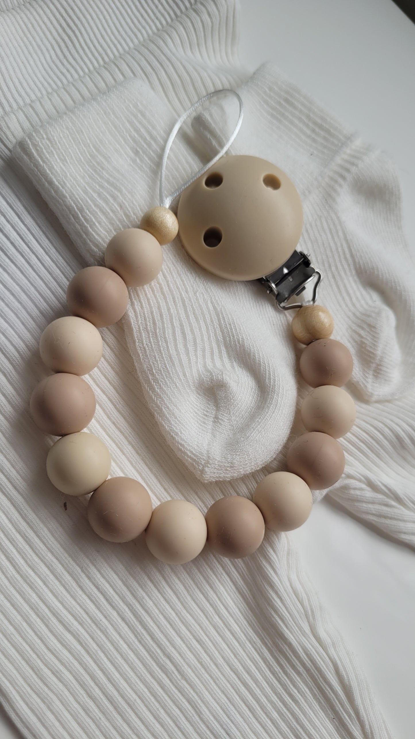 Schnullerkette Silikon beige taupe