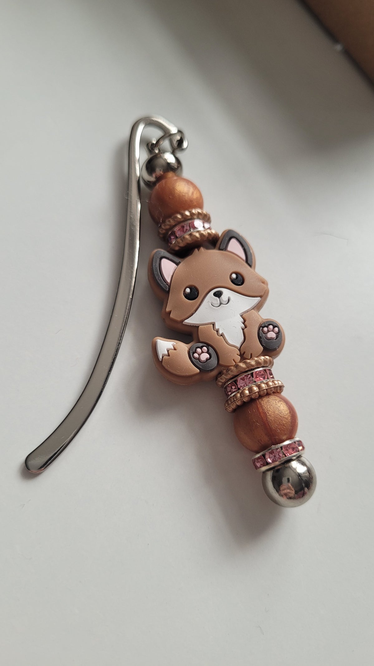 Lesezeichen Fuchs braun gold Rosaglitzer handgefertigt