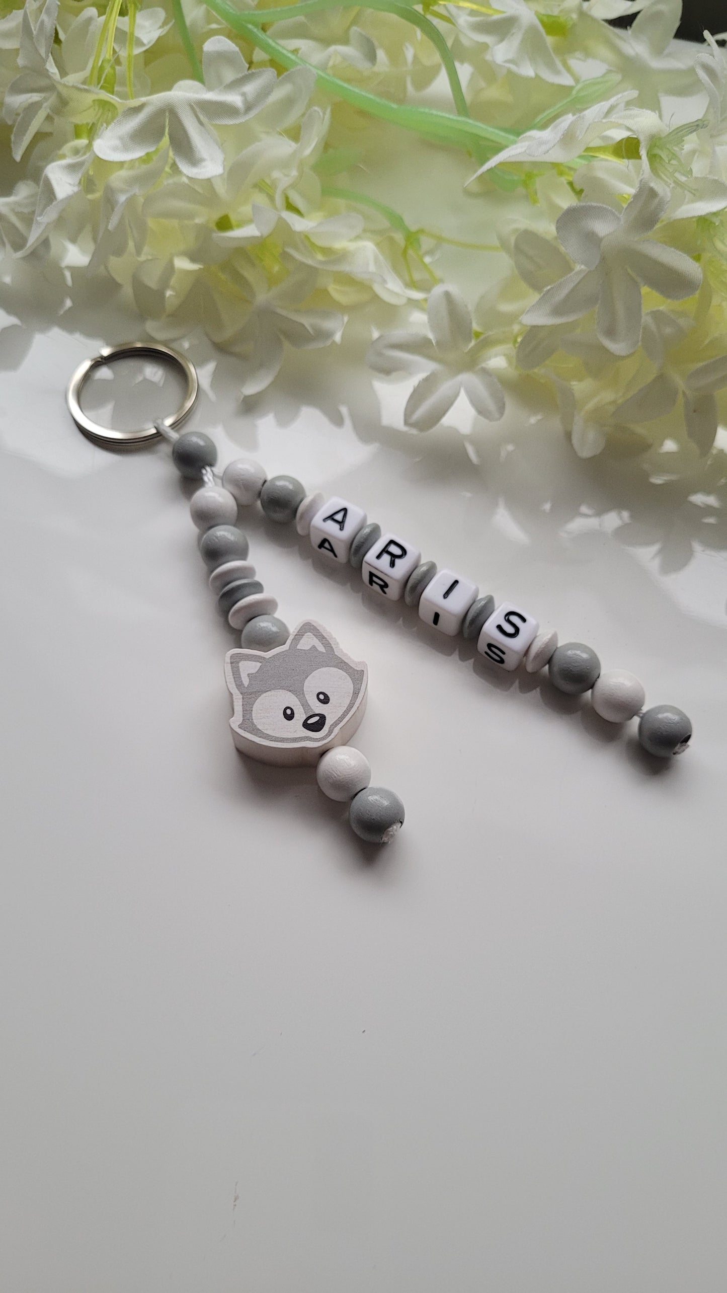 Schlüsselanhänger mit Namen Fuchs grau Motivauswahl