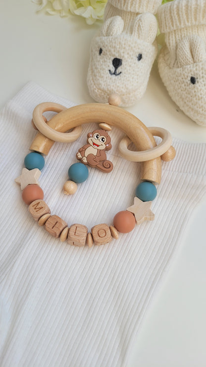 3tlg Set Schnullerkette Kinderwagenkette Greifling personalisiert