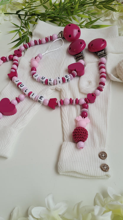 Kinderwagenkette & Schnullerkette Minnie pink
