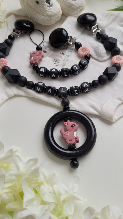 Kinderwagenkette & Schnullerkette "Lovely Flower Rehkitz"