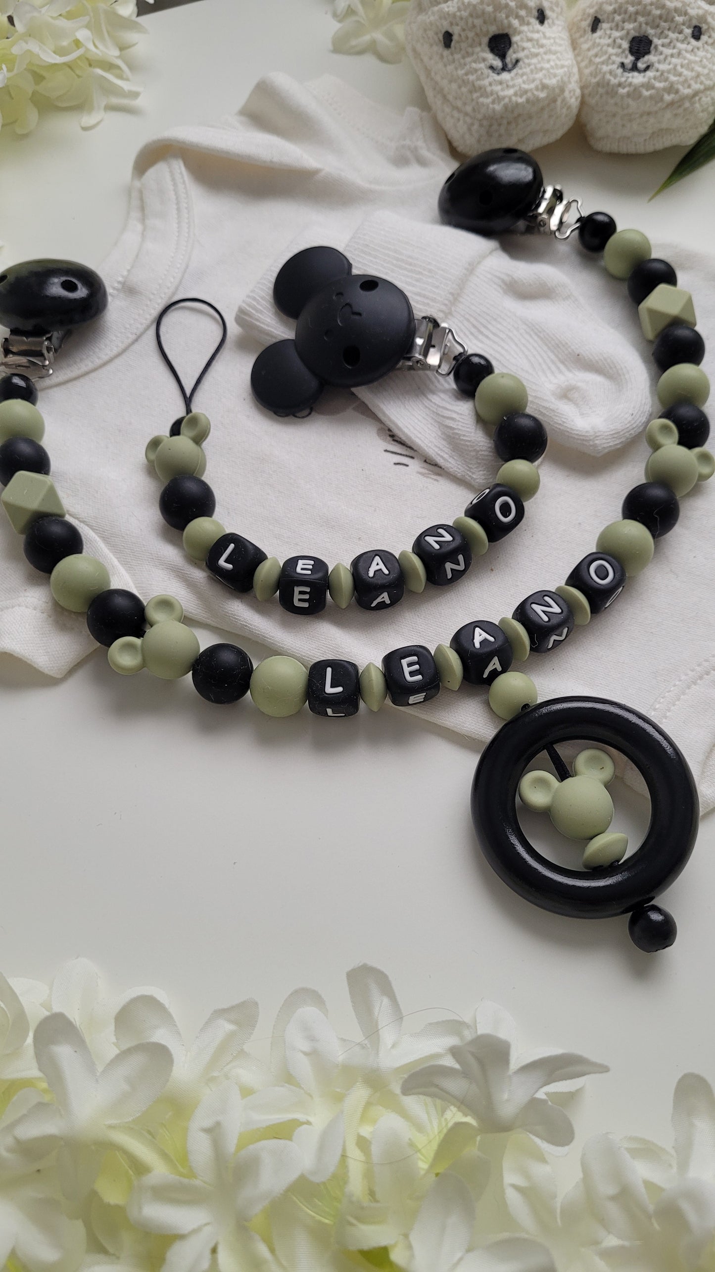 Kinderwagenkette & Schnullerkette mit Namen