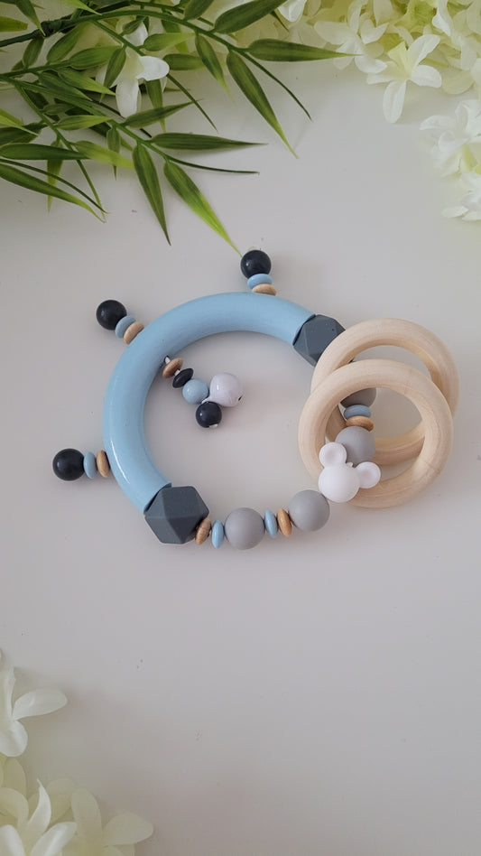 Motorik Greifring blau grau Maus