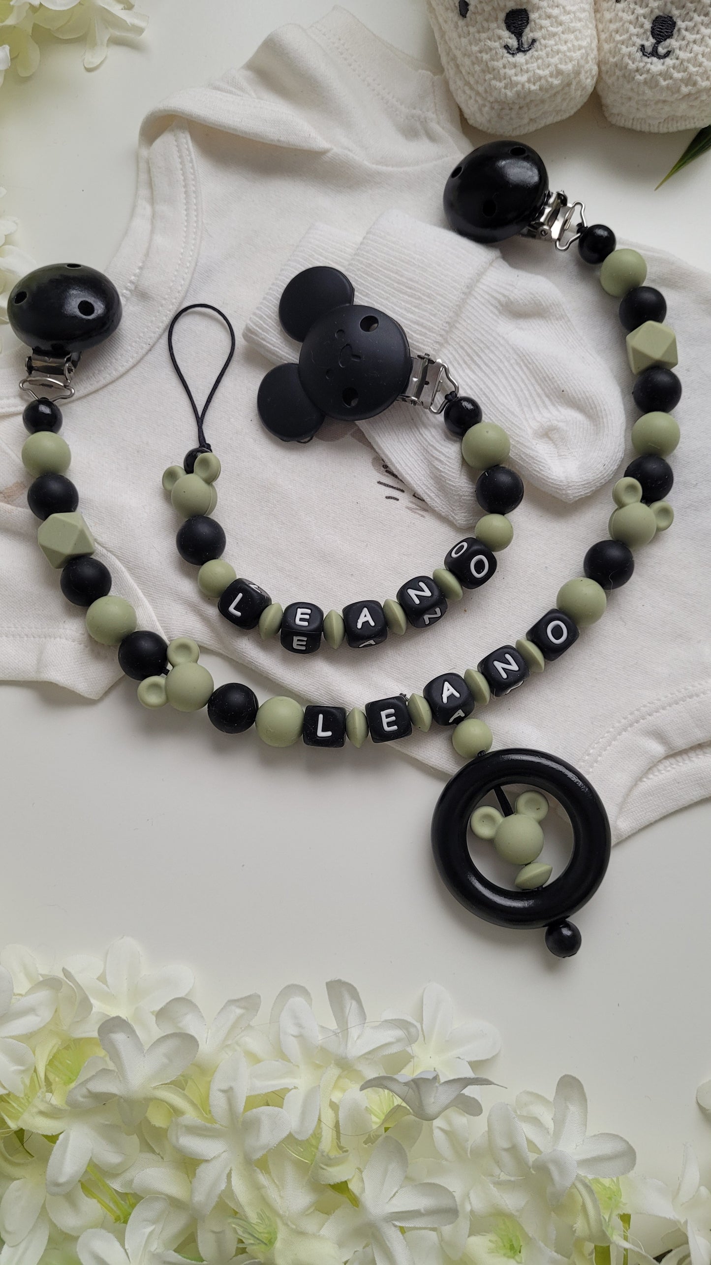 Kinderwagenkette & Schnullerkette mit Namen