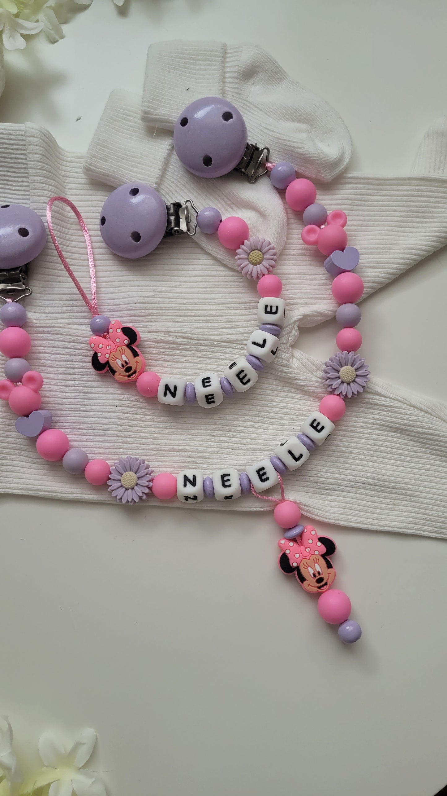 Kinderwagenkette & Schnullerkette *Maus pink*flieder