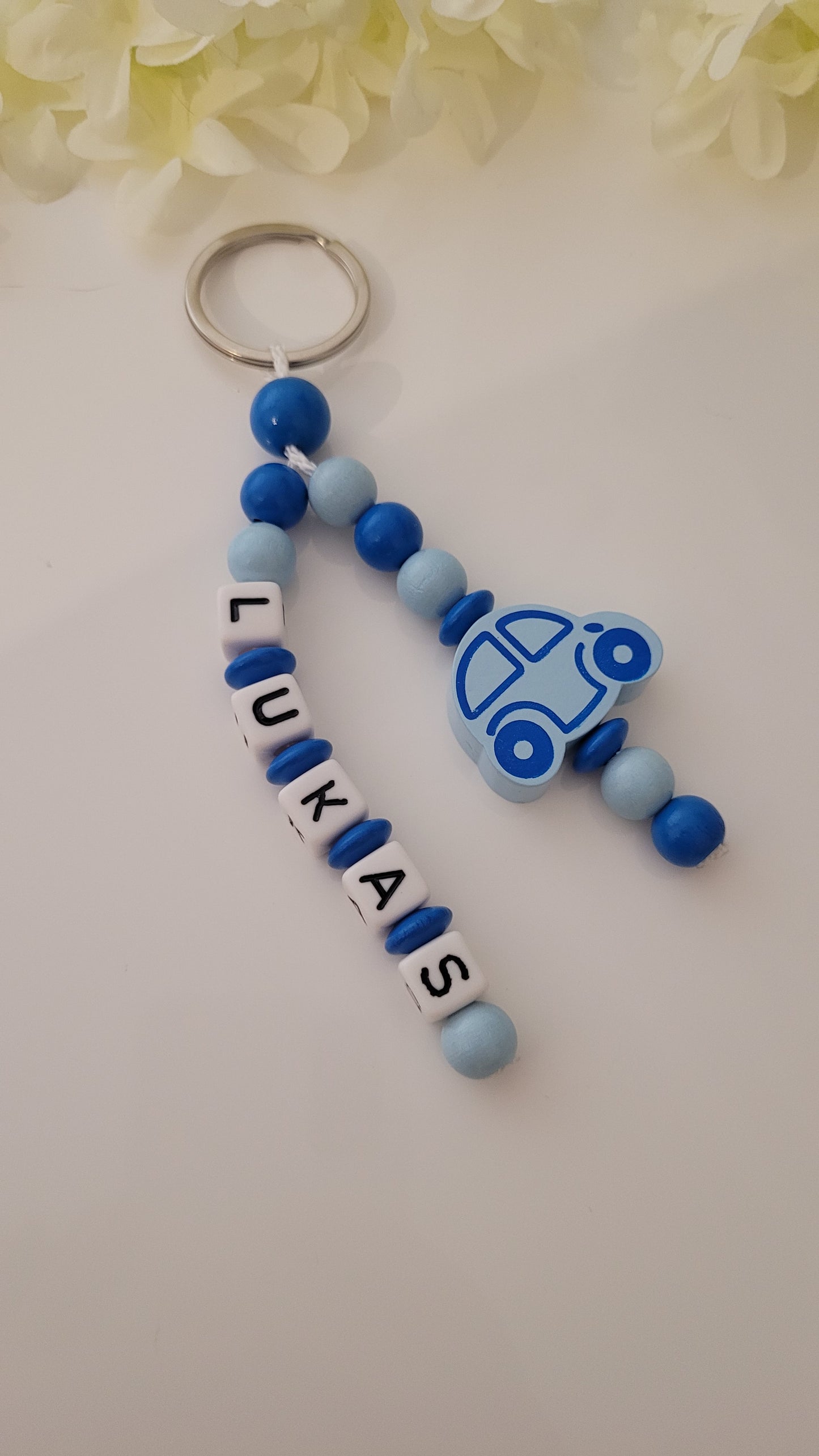 Schlüsselanhänger mit Namen Auto blau grün rosa Auswahl
