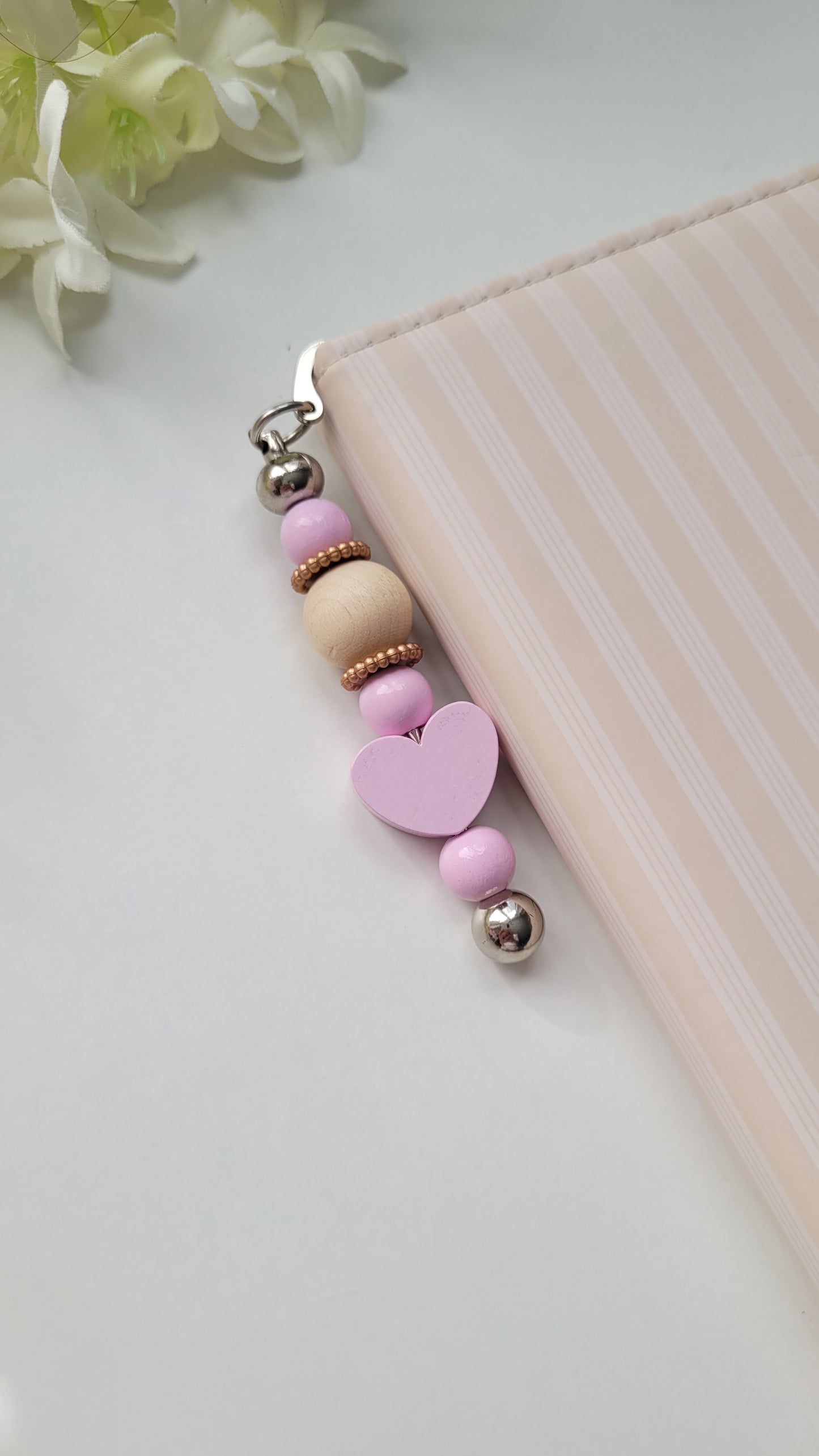 Lesezeichen Herz rosa holz rosegold