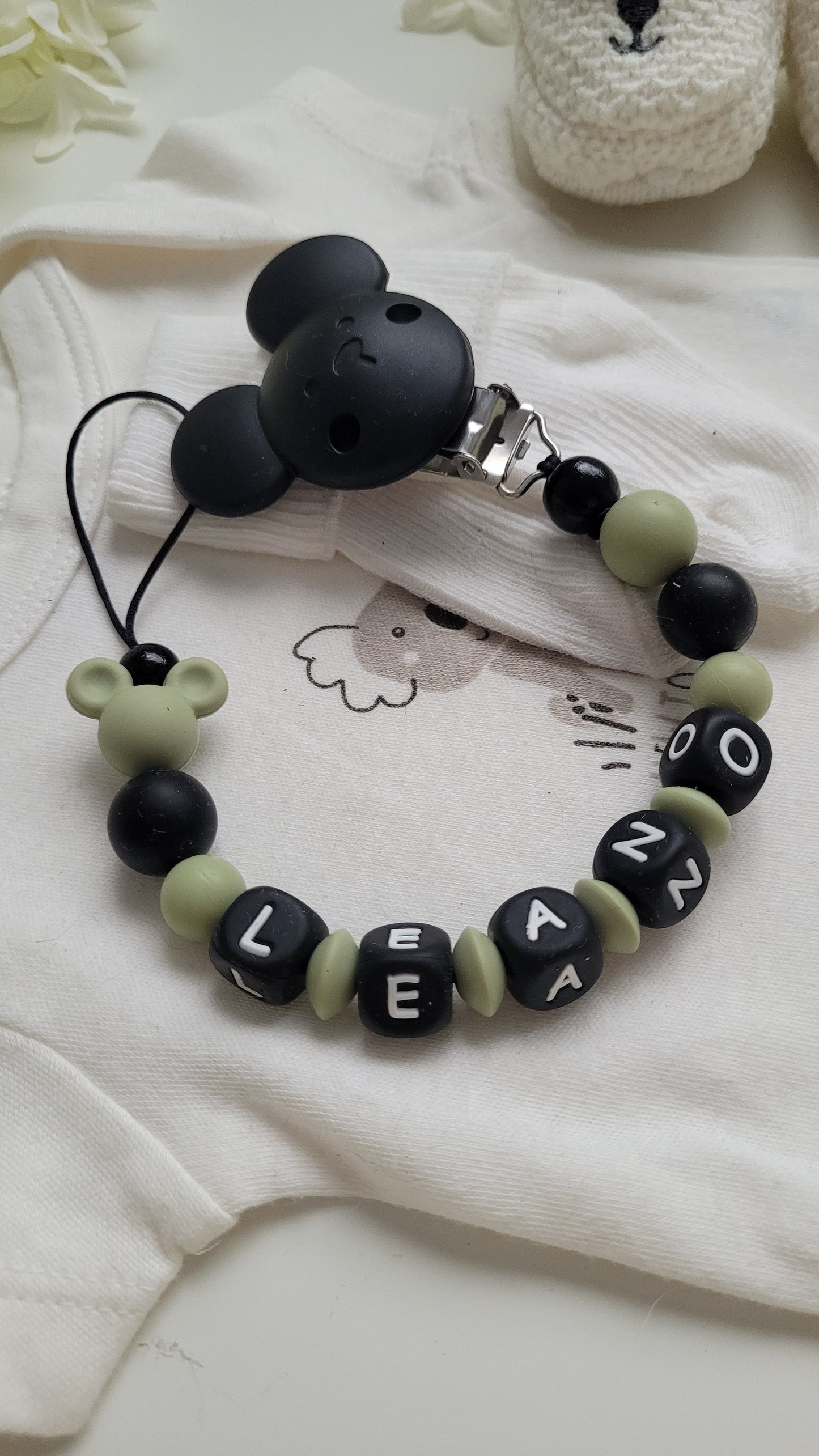 Kinderwagenkette & Schnullerkette mit Namen