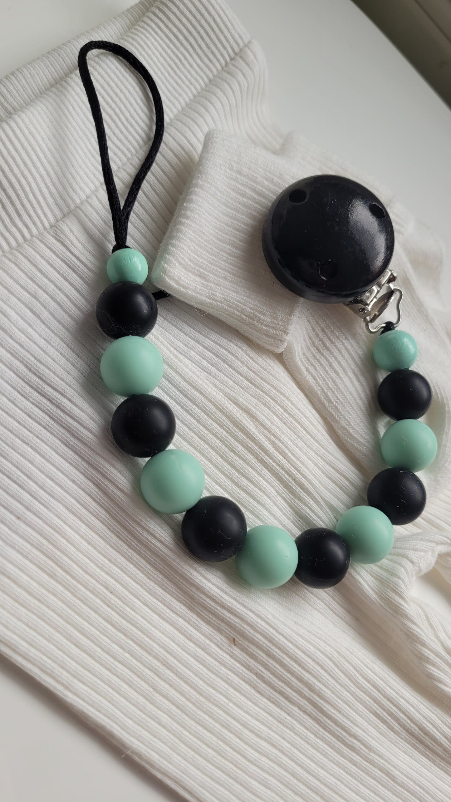 Schnullerkette Silikon mint schwarz