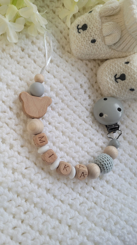 Schnullerkette Teddy für Jungen mit Namen