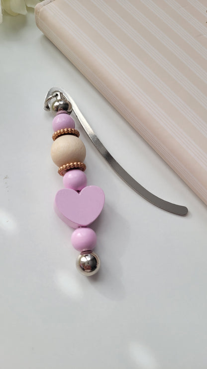 Lesezeichen Herz rosa holz rosegold